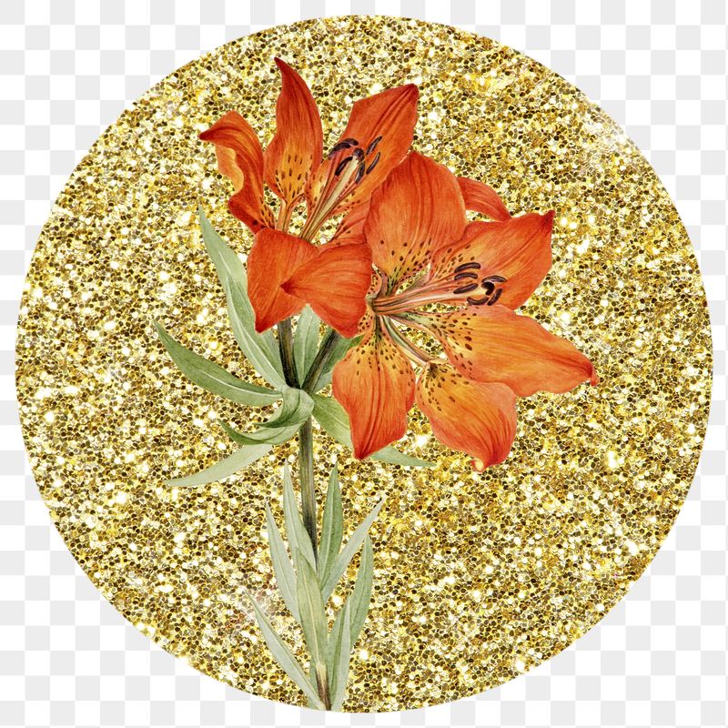 Red lily png badge sticker, | Free PNG - rawpixel