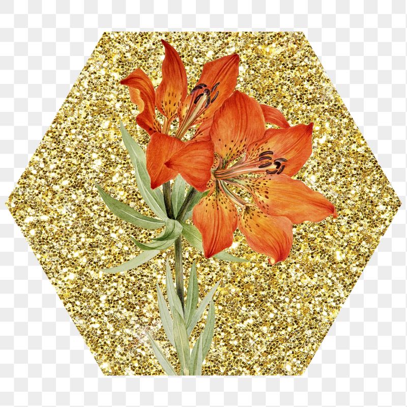 Red lily png badge sticker, | Free PNG - rawpixel