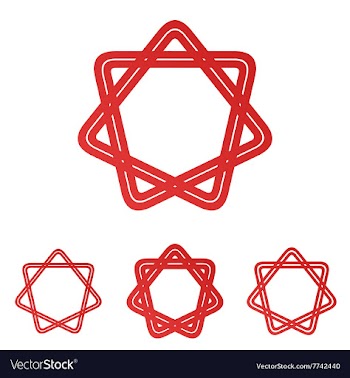 Red line loop star logo design set vector image