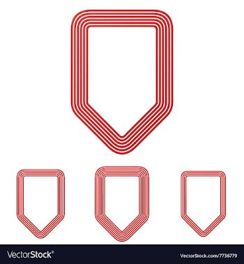 Red line shield logo design set vector image
