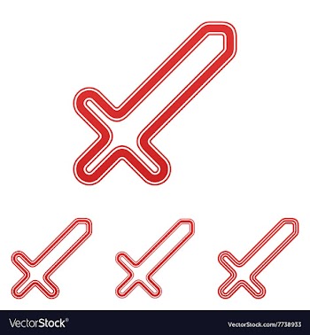 Red line sword logo design set vector image