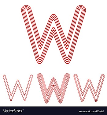 Red line w letter logo design set vector image