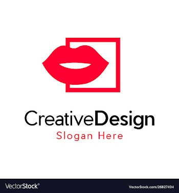 Red lips kissing creative business logo vector image