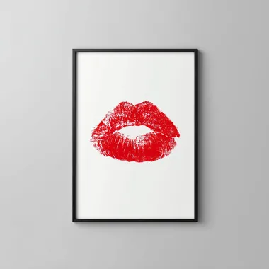 Red Lipstick Print on White Background Red Lipstick Print on White Background