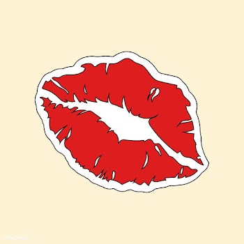 Red lipstick print sticker vector | Free stock vector - 487515
