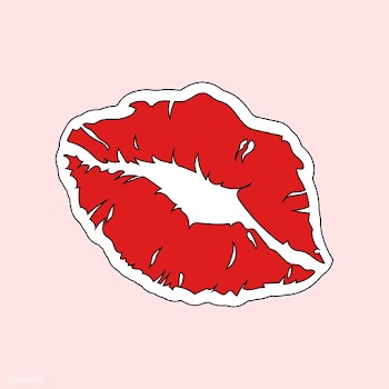 Red lipstick print sticker vector | Free stock vector - 487542