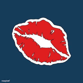 Red lipstick print sticker vector | Free stock vector - 487568