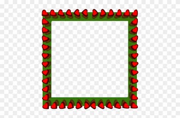 Red Love Hearts Reflection On Square Green Border - Red And Green Border