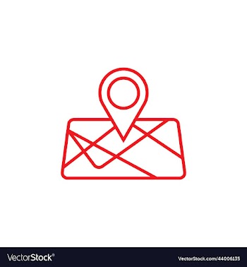red map destination line art icon