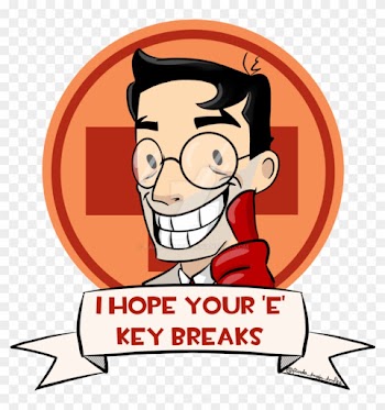 Red Medic- I Hope Your E Key Breaks By Pandadough - Cartoon