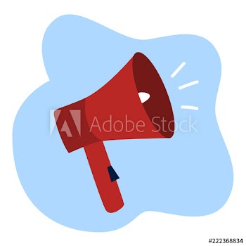 Red megaphone making public announcement or promotion illustration