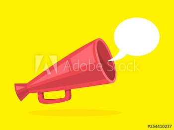 Red megaphone with a speech bubble