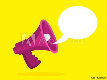 Red megaphone with a speech bubble