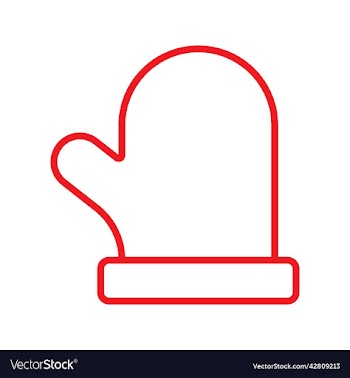 red mitten line art icon