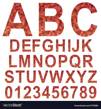 Red mosaic font set vector image