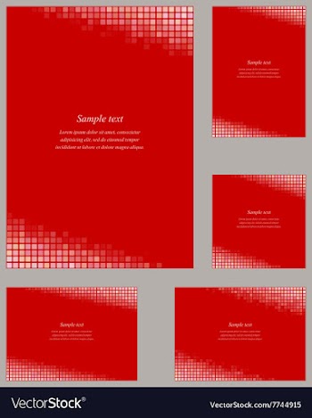 Red mosaic page corner design template set vector image