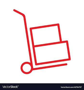 red moving hand truck line art icon