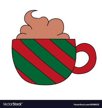 red mug with green stripes with whipped cream