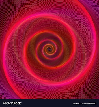 Red neon light spiral design background vector image
