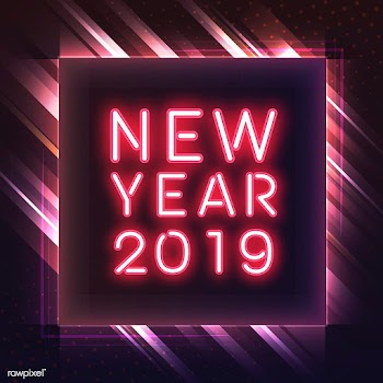 Red new year 2019 in a pink square neon sign .. | Free stock vector - 535226
