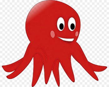 red octopus cartoon smile pink