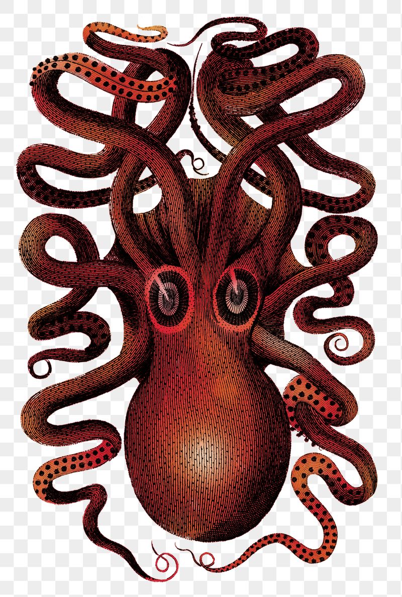 Red octopus png animal sticker, | Free PNG - rawpixel