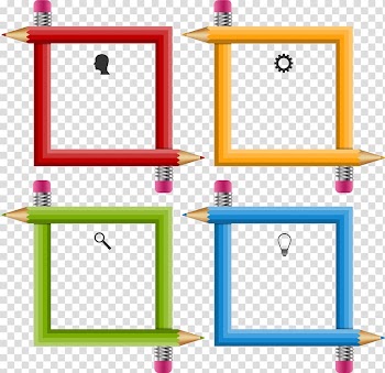 Red, orange, green, and blue pencil frames, Infographic Pencil, Colorful pencil box transparent background PNG clipart