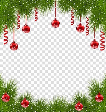 Red ornaments, Christmas ornament Christmas tree , Creative Christmas Border transparent background PNG clipart