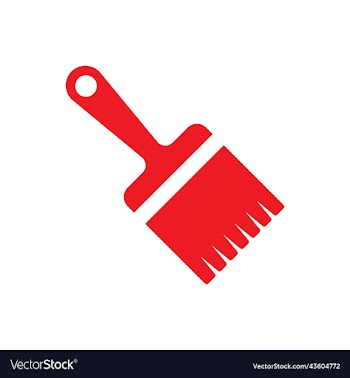 red paint brush solid icon