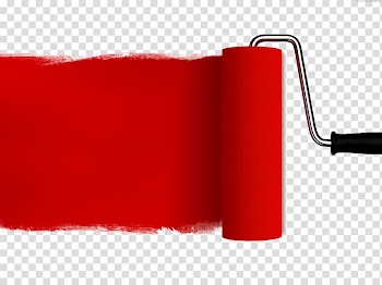 Red paint rolled in paint roller illustration, Paint Rollers Red Paintbrush House painter and decorator, blush transparent background PNG clipart