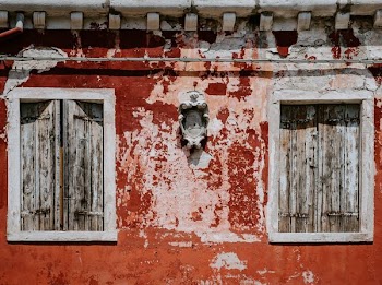 red painted house