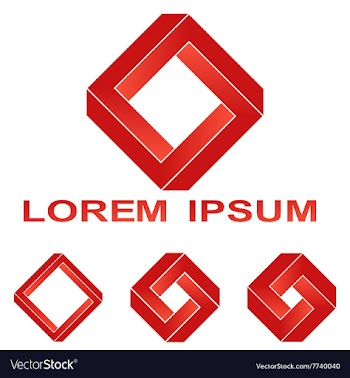 Red Penrose rectangle technology symbol set vector image