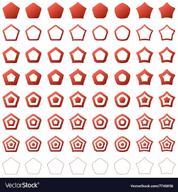 Red pentagon shape polygon icon set vector image