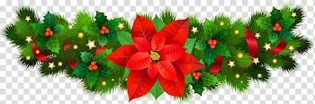 Red petaled flower Christmas decor illustration, Christmas Eve , Christmas Decorative with Poinsettia transparent background PNG clipart