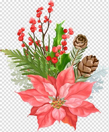 Red petaled flower illustration, Flower Christmas Leaf, Painted Flower Festival transparent background PNG clipart