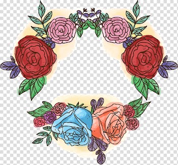 Red, pink, and blue flower border, Rosa multiflora Wedding invitation Beach rose Flower, Hand painted red rose rose rose flower logo transparent background PNG clipart