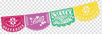 Red, pink, green, and yellow banner illustration, Mexico Paper Wedding invitation Mexican cuisine Banner, flower banner transparent background PNG clipart