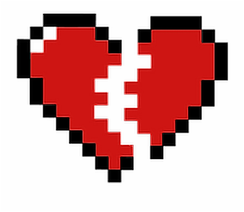 Red Pixelated Broken Heart Redheart Brokenheart Freetoe - Pixel ...