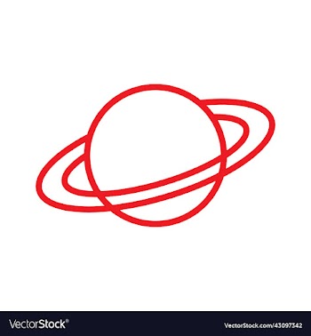 red planet saturn line art icon
