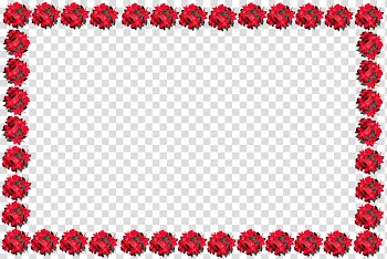 Red poinsettias border art, Red Christmas Frame transparent background PNG clipart