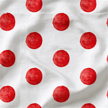 Red Polka Dot Pattern on White Fabric