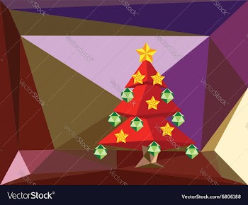 Red Polygonal Christmas Tree2 vector image