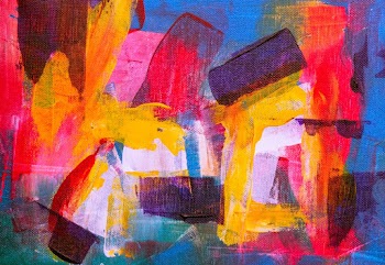Red, Purple, and Blue Abstract Painting