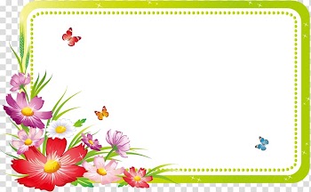 Red, purple, and pink cosmos flowers borderline illustration, Fresh spring flowers border butterfly transparent background PNG clipart