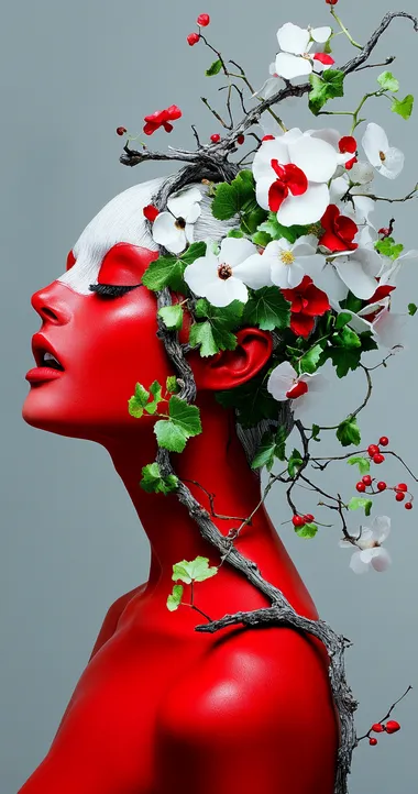Red Queen of Vines: A Surreal Portrait of Nature's Majesty