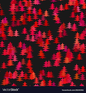 Red random pine tree background - winter vector image