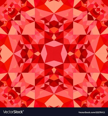 Red repeating kaleidoscope pattern background vector image