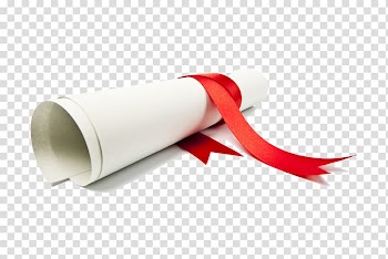 Red ribbon and white paper, Academic certificate Diploma Scroll Certification Business, Red ribbon transparent background PNG clipart