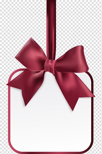 Red ribbon art, Gift card Ribbon , Bow decoration blank tag transparent background PNG clipart