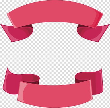 Red ribbon border illustration, Pink ribbon header box transparent background PNG clipart